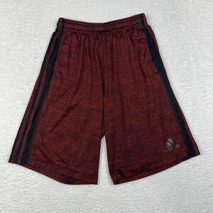 Adidas Shorts Mens Small Burgundy Red Climalite 3 Stripes Drawstring Activewear